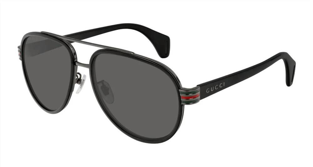 NEW GUCCI men's aviator sunglasses in black / dark gunmetal